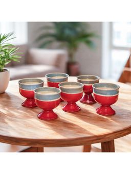 BRINNS - Capiz Multicolor Glazed Ceramic Mugs (Pack of 6)