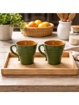 BRINNS - Capiz Green-Yellow Glazed Porcelain Microwave Safe Mugs (Pack of 2)