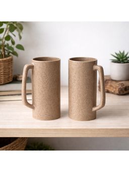 BRINNS - Sandstone Brown Glazed Stoneware Microwave Safe Beer Mugs (Pack of 2)