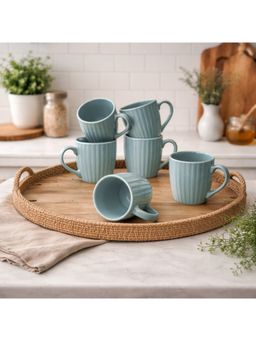 BRINNS - Carlington Blue Reactive Ceramic Mugs (Pack of 6)