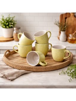 BRINNS - Carlington Yellow Reactive Ceramic Mugs (Pack of 6)