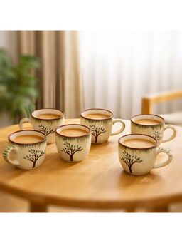 BRINNS - Tree Multicolor Printed Ceramic Mugs (Pack of 6)