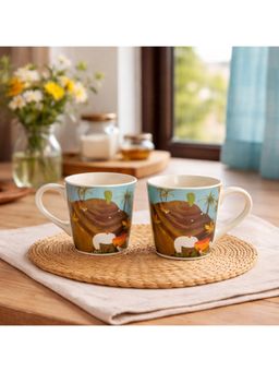 BRINNS - Mountain Printed Ceramic Microwave Safe Mugs (Pack of 2)