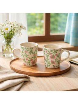 BRINNS - Floral Print Ceramic Microwave Safe Mugs (Pack of 2)
