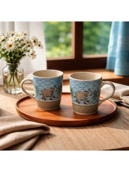 BRINNS - Capiz Multicolor Glazed Porcelain Microwave Safe Mugs (Pack of 2)