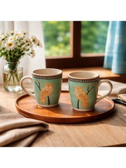 BRINNS - Capiz Multicolor Glazed Porcelain Microwave Safe Mugs (Pack of 2)