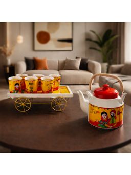 BRINNS - Balle Balle Multicolor Print Ceramic Microwave Safe 8 Piece Tea Set