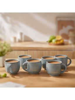 BRINNS - Carlington Grey Reactive Ceramic Mugs (Pack of 6)