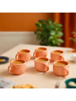 BRINNS - Carlington Orange Reactive Ceramic Mugs (Pack of 6)