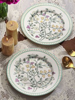 Trovea's - Sea Side Bloom 24K Gold Plated Dinner Plates (Pack of 4)