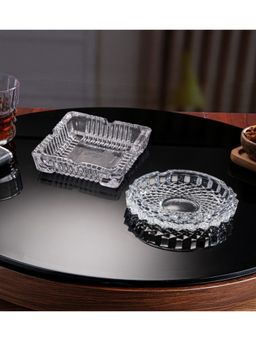 Trovea's - Crystal Flare & Serene Cut Clear Glass Ashtrays (Pack of 2)
