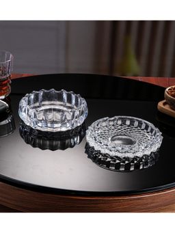 Trovea's - Serene Cut & Aura Clear Glass Ashtrays (Pack of 2)