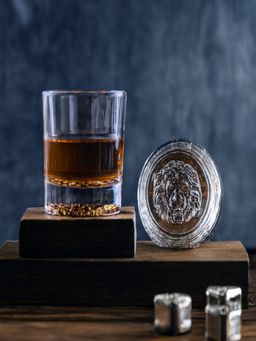 Trovea's - Lion Embossed Crystal Whiskey Glasses (Pack of 2)