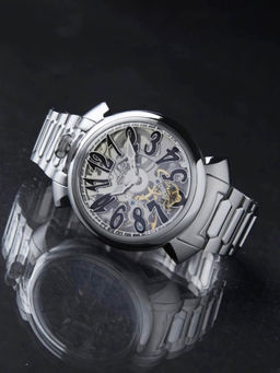 GaGa MILANO - Watch Mechanical Skeleton Dial Swiss Made Watch for Unisex -4310Sk01S0Stst0 (M)