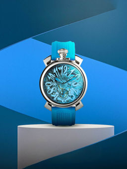 GaGa MILANO - Blue Round Skeleton Dial Mechanical Swiss Made Watch For Men-5310CG02K0SYLB0 (M)