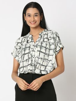 Not So Pink - Black & Off White Chequered Print Boxy Shirt