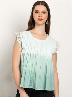 Maaesa - Green Tie & Dye Round Neck Tunic