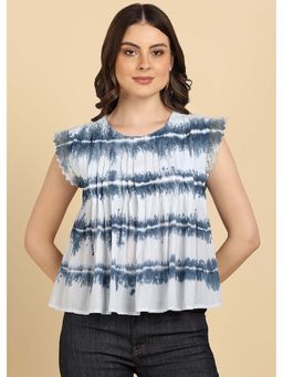 Maaesa - Navy Blue Tie & Dye Round Neck Tunic