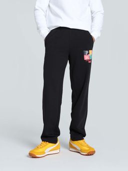 Puma - Ess Graphic Print Men Black Trackpants