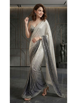 HANDME - Ready To Wear Sparkling Ombre Premium Sequins Saree With Blouse Fabric