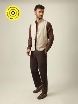 Saltpetre - Bandhgala Linen Cotton Co-Ord Set - Brown