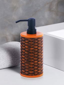 OBSESSIONS - Polyresin Soap and Lotion Dispenser, Ideal for Bathroom, 320ml, Brown and Orange