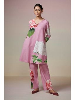 Dressfolk - Pink Linen-Cotton Kurta and Pant (Set of 2)