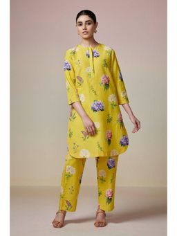 Dressfolk - Lemon Yellow Linen-Cotton Co-Ord (Set of 2)