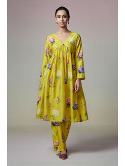 Dressfolk - Lemon Yellow Chanderi Co-Ord (Set of 2)