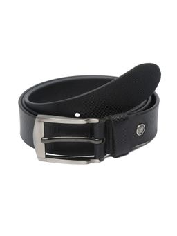 Teakwood - Men Black Textured Genuine Leather Belt