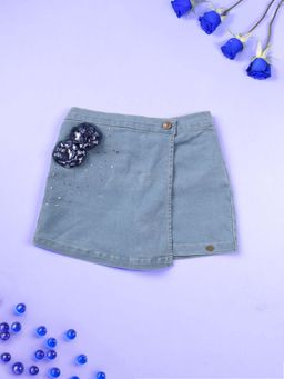 KiddoPanti - Blue Embellished Regular Skort