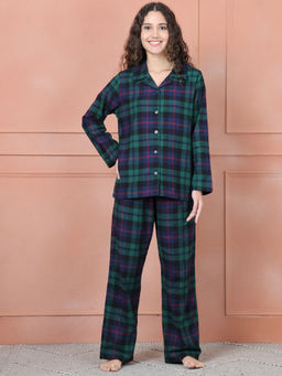 Secret Wish - Green Checks Shirt with Pyjama (Set of 2)