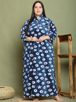 Secret Wish - Blue Printed Woolen Nighty