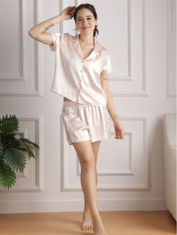 Slumber Jill - Peach Luxe Collared Shirt with Shorts (Set of 2)
