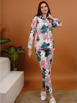 Slumber Jill - Multi-Color Modern Mirage Collared Shirt with Pyjama (Set of 2)