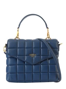 Eske - Royal Blue Nappa Solid Leather Satchel for Women