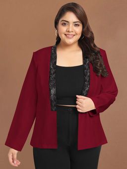 Martini - Women Red Plus Size Sequin Blazer