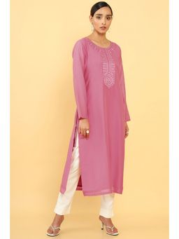 Soch - Women Pink Chanderi Embellished & Sequined Kurta