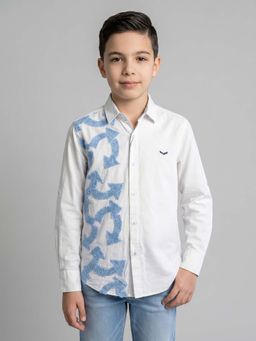 Monte Carlo - Smart Fit Full Sleeve Self Design Shirt-White