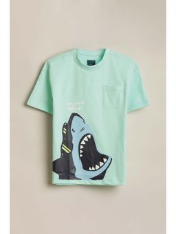 Allen Solly - Boys Green Graphic Crew Neck T-Shirt