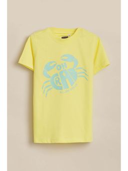 Allen Solly - Boys Yellow Print Crew Neck T-Shirt