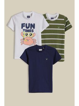 Allen Solly - Boys Multi-Color Print Crew Neck T-Shirt (Pack of 3)