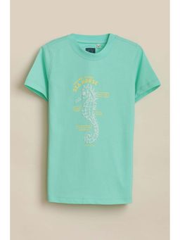 Allen Solly - Boys Aqua Printed Crew Neck T-Shirt