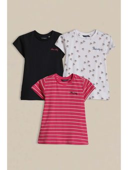 Allen Solly - Girls Multi-Color Stripe Casual T-Shirt (Pack of 3)