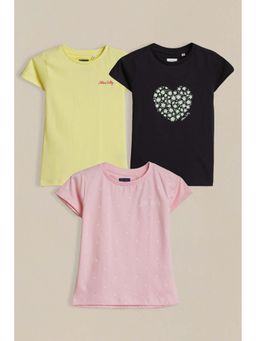 Allen Solly - Girls Multi-Color Print Casual T-Shirt (Pack of 3)