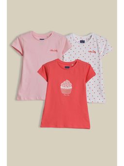 Allen Solly - Girls Multi-Color Print Casual T-Shirt (Pack of 3)