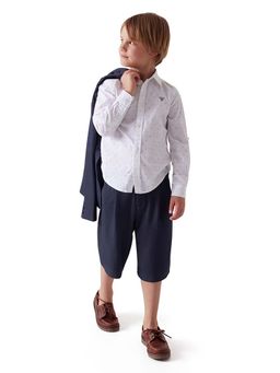 Guess - Boys White Printed Regular Fit Shirt
