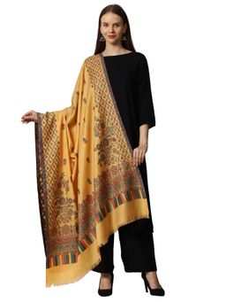 SWI STYLISH - Kashmiri Kani Wool Shawl for Women -Yellow