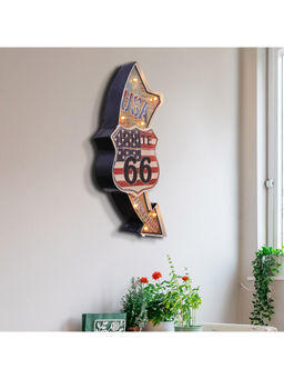 HomeTown - Route 66 Metal Led Wall Decor In Multi-Color