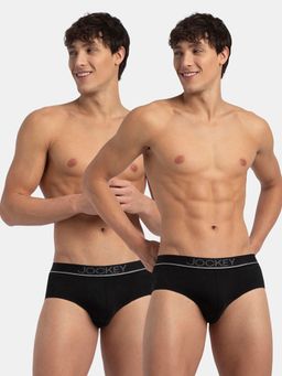 Jockey - 8037 Men Super Combed Cotton Solid Brief - Black (Pack of 2)